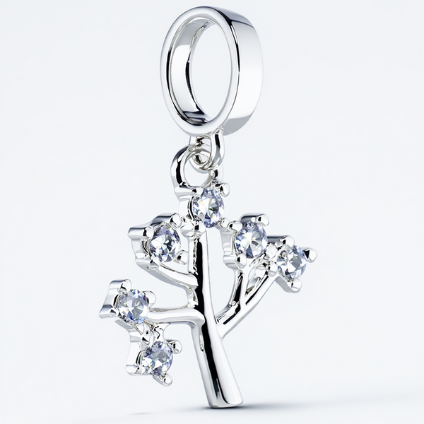 Berloque Prata Árvore com Pontos de Luz