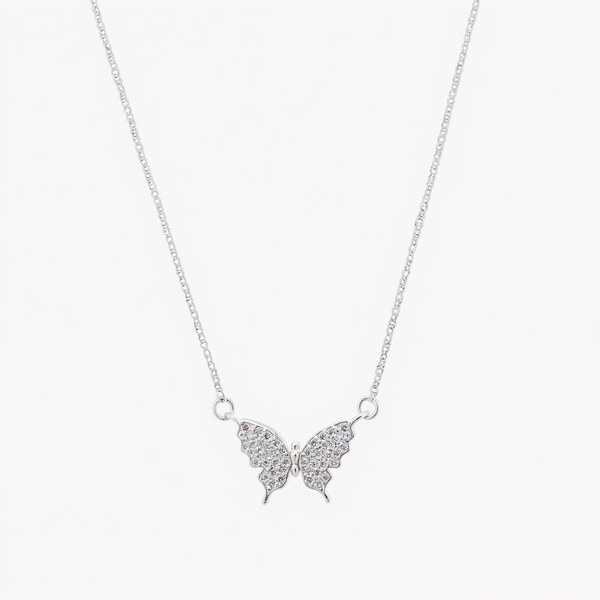 Colar de Prata Borboleta Cravejada