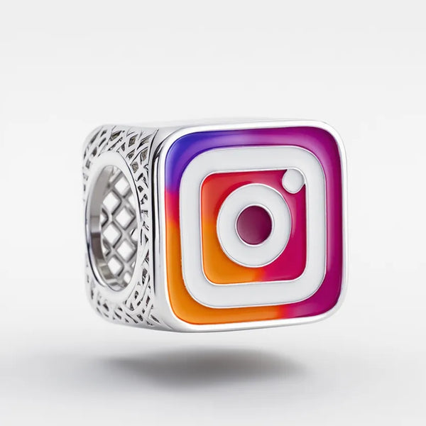 Berloque Prata Instagram Logo 3D