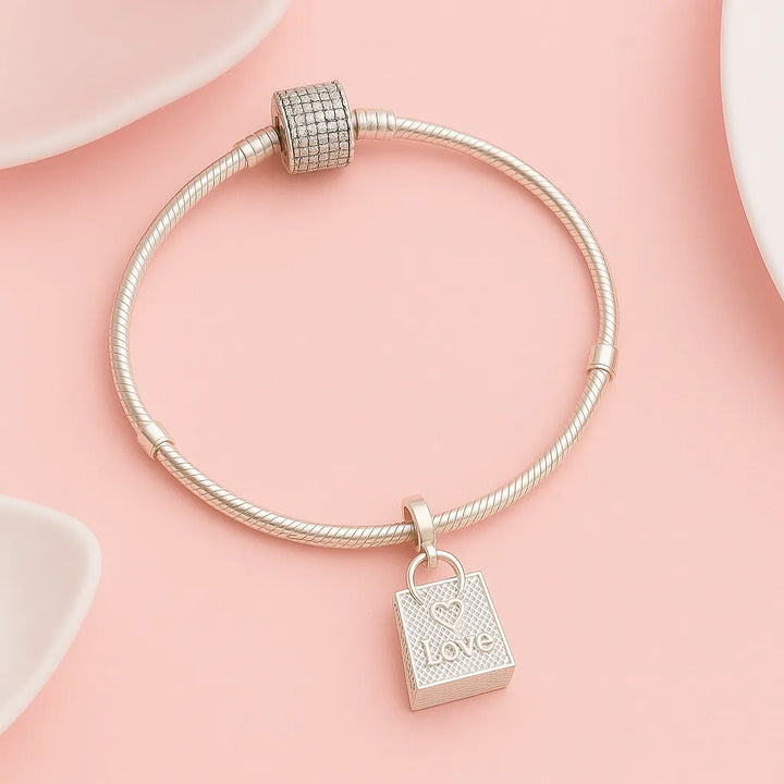 Bolsa de presente miniatura em prata 925, símbolo de amor e carinho