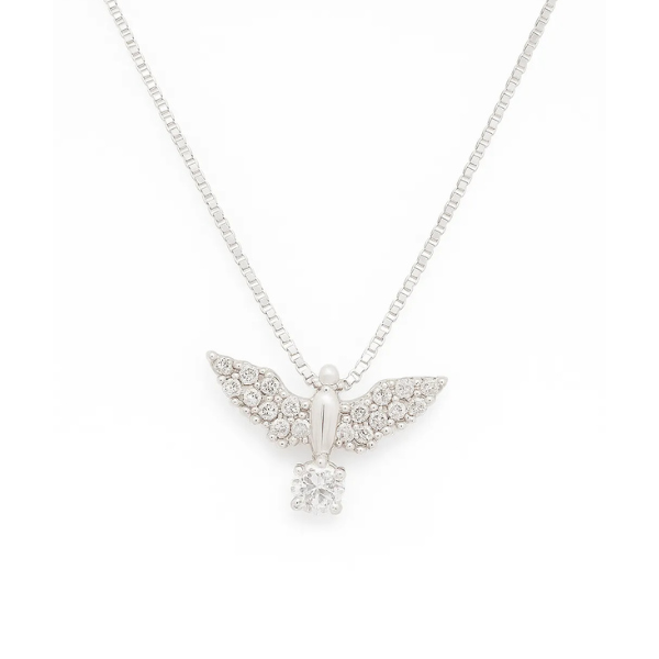 Colar de Prata Espírito Santo Cravejado Feminino