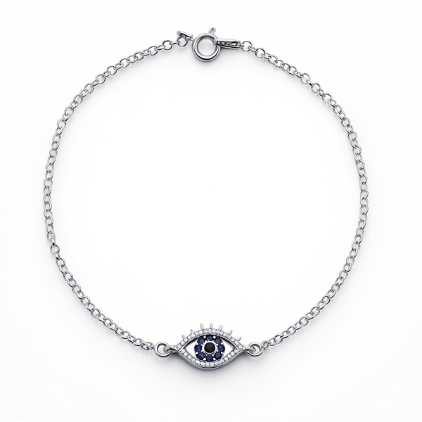 Pulseira Prata Olho Grego Cravejado